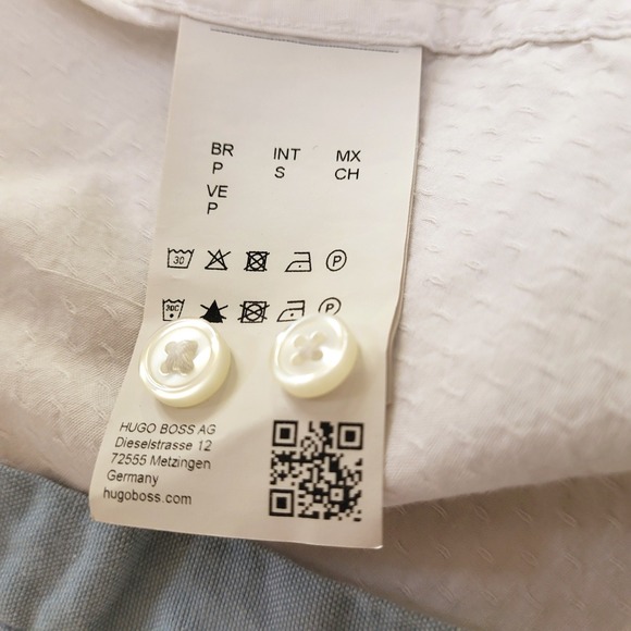 Hugo Boss Crisp White Structured Textured Slim Fit Tailored Button Down Blouse S - Picture 8 of 12